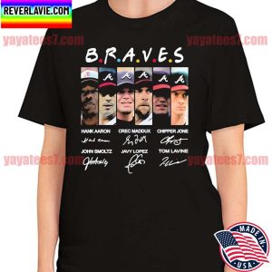 Atlanta Braves Hank Aaron Crec Maddux and Chipper Jones signatures T-shirt