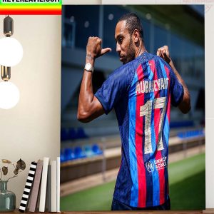 Aubameyang 17 New Number In FC Barcelona Home Decor Poster Canvas