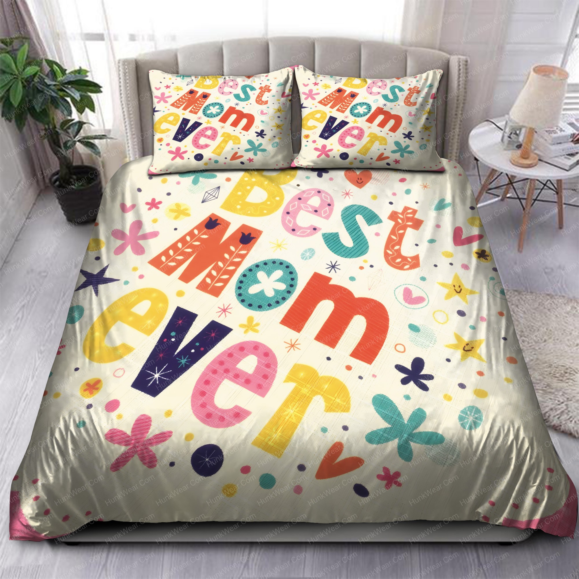 Best Mom Ever Gift For Mom In White Background Bedding Set Best Mom Ever Gift For Mom In White Background Bedding Set