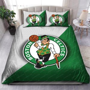 Boston Celtics Logo In White And Signature Green Background Bedding Set
