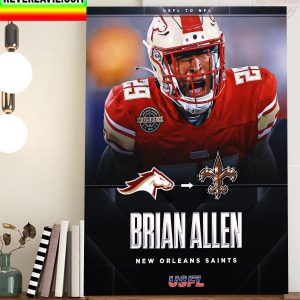 Brian Allen From Birmingham Stallions to New Orleans Saints Home Decor Poster Canvas