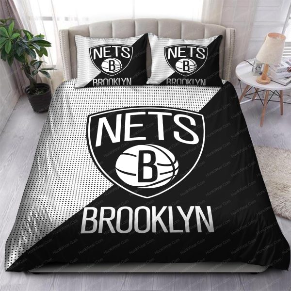 Brooklyn Nets Logo In White And Black Background Bedding Set
