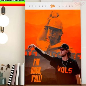 Camden Sewell Im Back Y’all Tennessee Baseball Home Decor Poster Canvas
