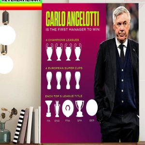 Carlo Ancelotti Is The First Manager To Win A League Title Home Decor Poster Canvas