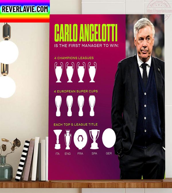 Carlo Ancelotti Is The First Manager To Win A League Title Home Decor Poster Canvas