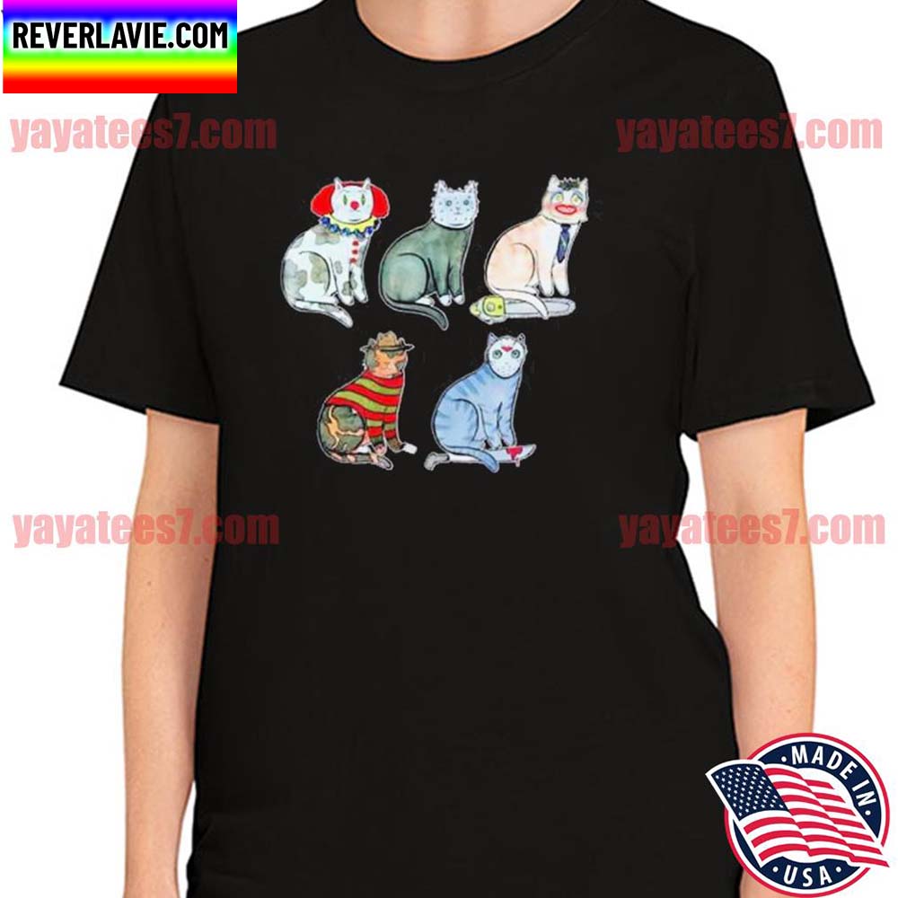 Cats Horror Characters Mashup Halloween T-shirt Cats Horror Characters Mashup Halloween T-shirt
