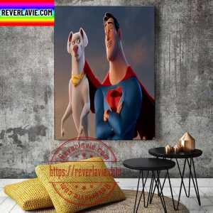 DC League Of Super Pets Super Dog x Super Man Home Decor Poster Canvas