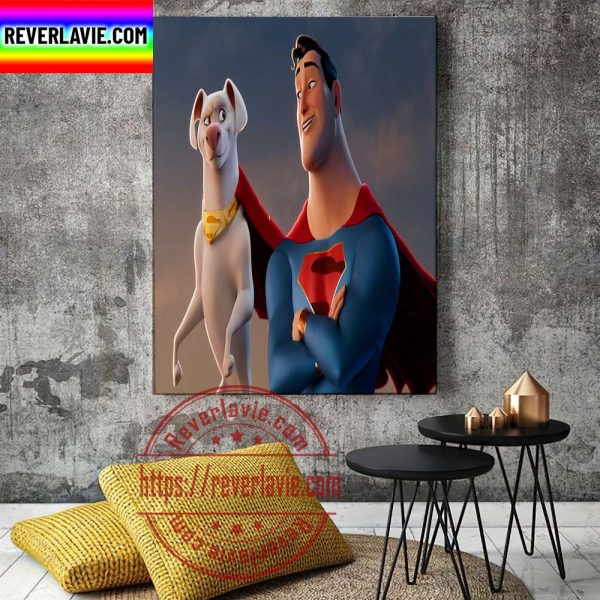 DC League Of Super Pets Super Dog x Super Man Home Decor Poster Canvas