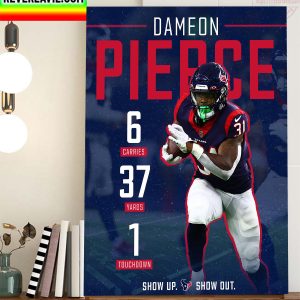 Dameon Pierce In Houston Texans On NFL Home Decor Poster Canvas