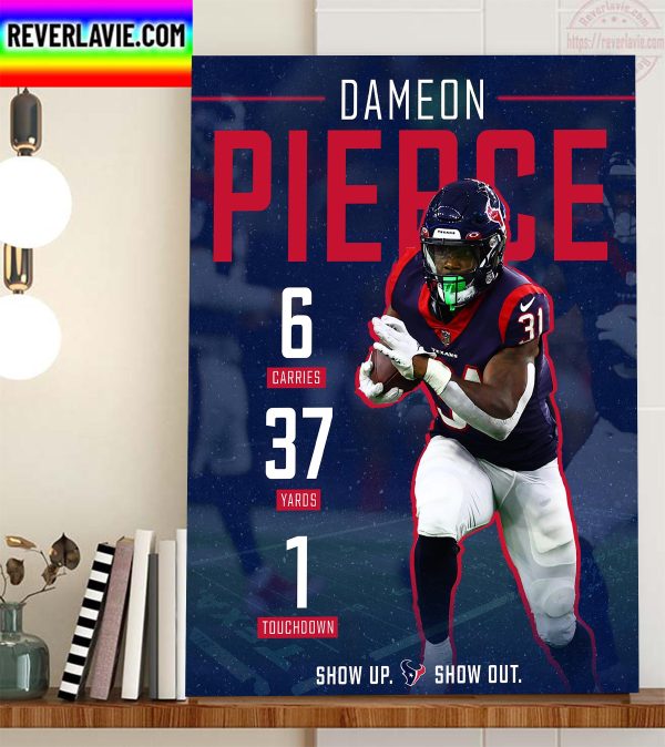 Dameon Pierce In Houston Texans On NFL Home Decor Poster Canvas