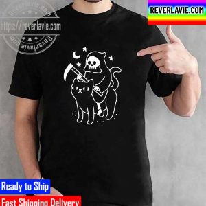 Death Rides Black Cat Halloween Unisex T-Shirt