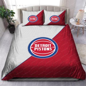 Detroit Pistons Logo In White And Red Background Bedding Set