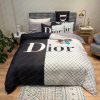 Dior White And Pink Logo In Colorful Dior Oblique Background Bedding Set