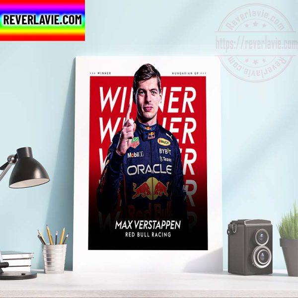 F1 Oracle Red Bull Racing Max Verstappen Winner Hungarian GP Home Decor Poster Canvas