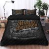 Harley Davidson Motorcycle American Eagel In Black Background Bedding Set