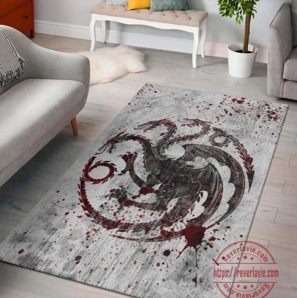 House of the Dragon Targaryen Logo on Grey Background Rug Carpet