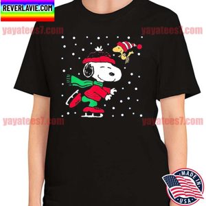 Ice Skating Peanuts Snoopy Merry Christmas T-Shirt