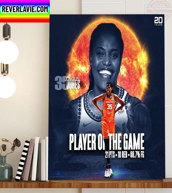 Jonquel Jones 35 Player of the Game of Connecticut Sun Home Decor Poster Canvas