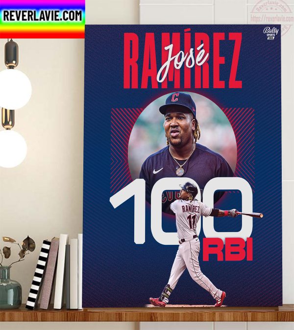 Jose Ramirez 100 RBI In Cleveland Guardians Home Decor Poster Canvas