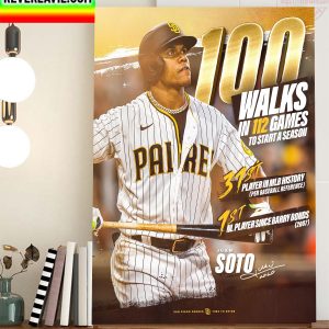 Juan Soto 100 Walks In 112 Games Home Decor Poster Canvas