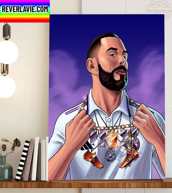 Karim Benzema Adds UEFA Mens Player Of The Year Trophy To Collection Home Decor Poster Canvas