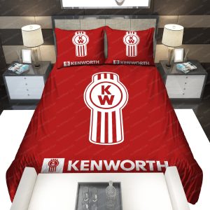 Kenworth Truck Driver Logo In Red Background Bedding Set