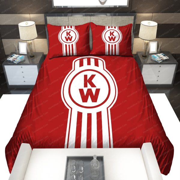 Kenworth Truck Logo In Red Background Bedding Set