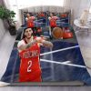 Los Angeles Clippers Logo In White And Blue Background Bedding Set