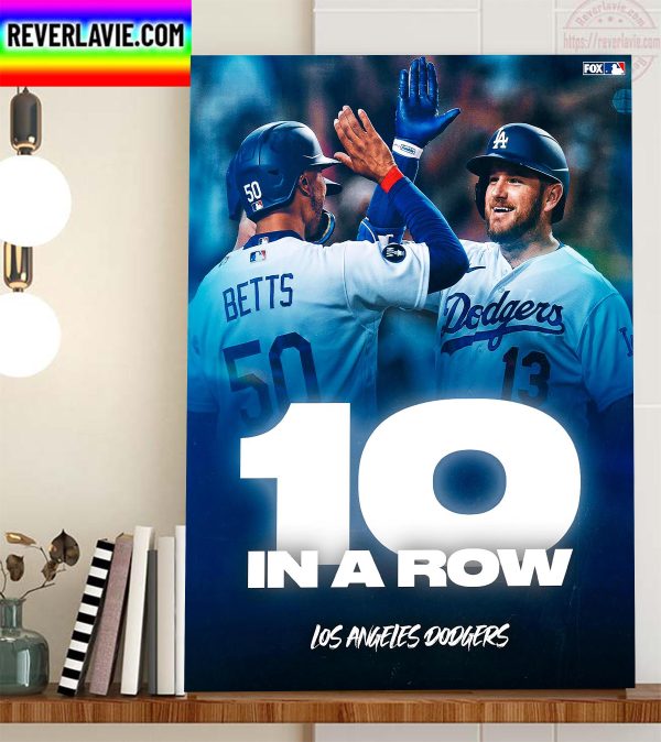 Los Angeles Dodgers 10 Wins In A Row Home Decor Poster Canvas