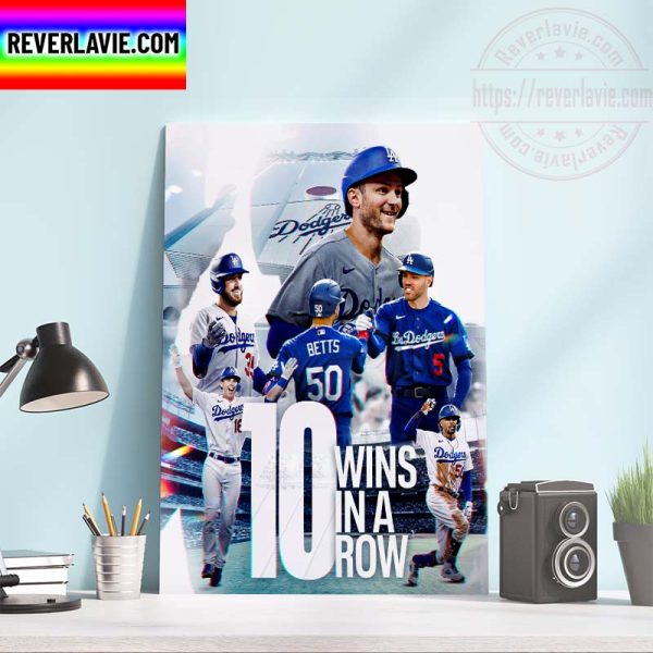 Los Angeles Dodgers 10 Wins In A Row MLB Home Decor Poster Canvas