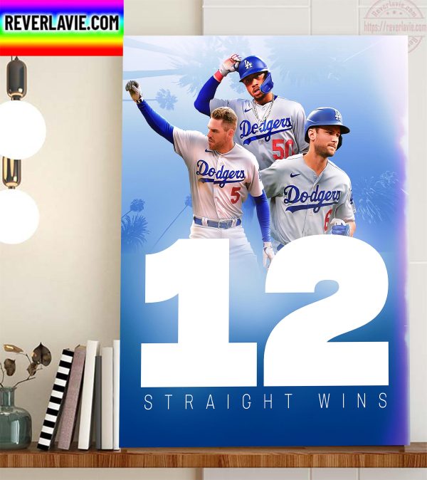 Los Angeles Dodgers 12 Straight Wins Home Decor Poster Canvas