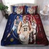 Los Angeles Clippers Logo In White And Blue Background Bedding Set