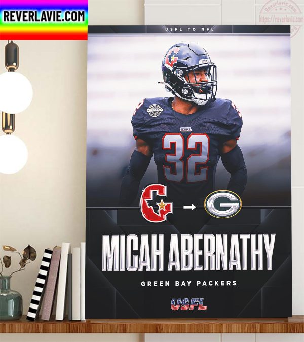 Micah Abernathy From Houston Gamblers to Green Bay Packers Home Decor Poster Canvas