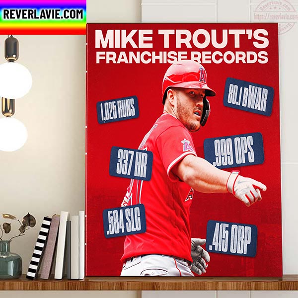 Mike Trout Franchise Records Of Los Angeles Angels Home Decor Poster Canvas Mike Trout Franchise Records Of Los Angeles Angels Home Decor Poster Canvas