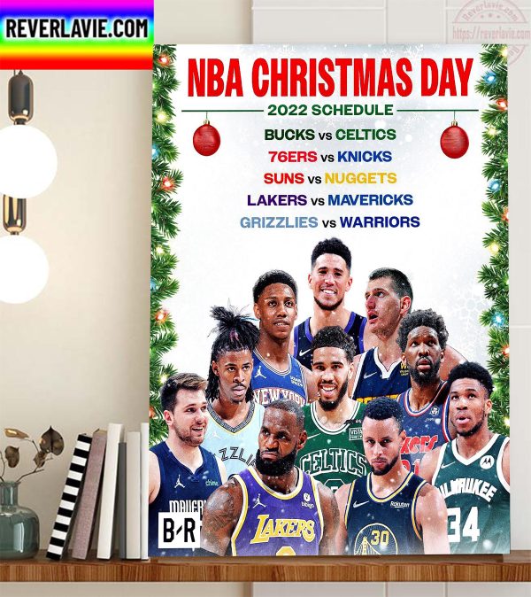 NBA Christmas Day 2022 Schedule Five Games Home Decor Poster Canvas