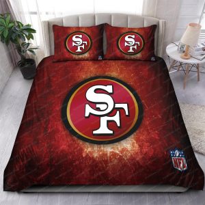 NFL 49ers Red Concrete Background Bedding Set