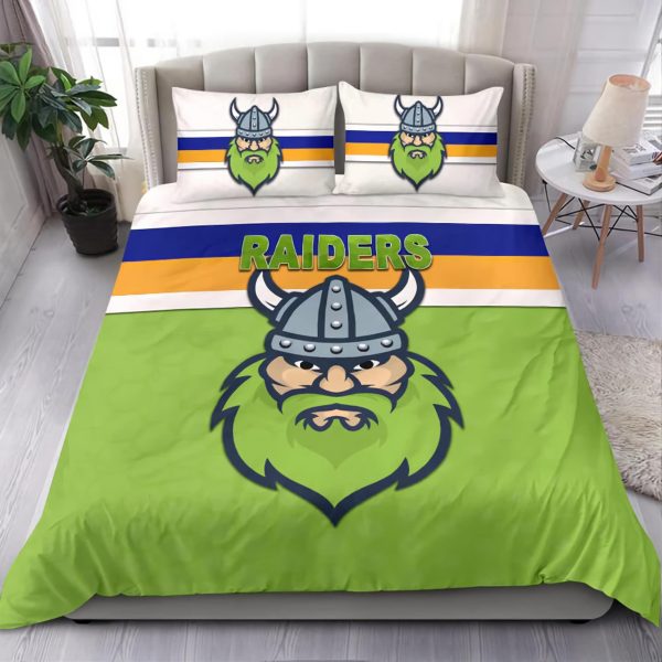 NRL Canberra Raider Viking Logo In Green Background Bedding Set