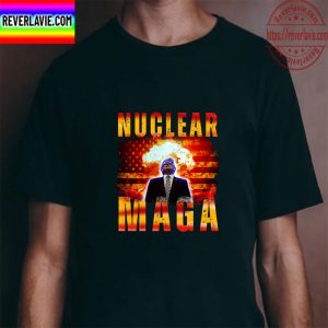 Nuclear Maga Fire Mushroom x Donald Trump USA Flag Unisex T-Shirt