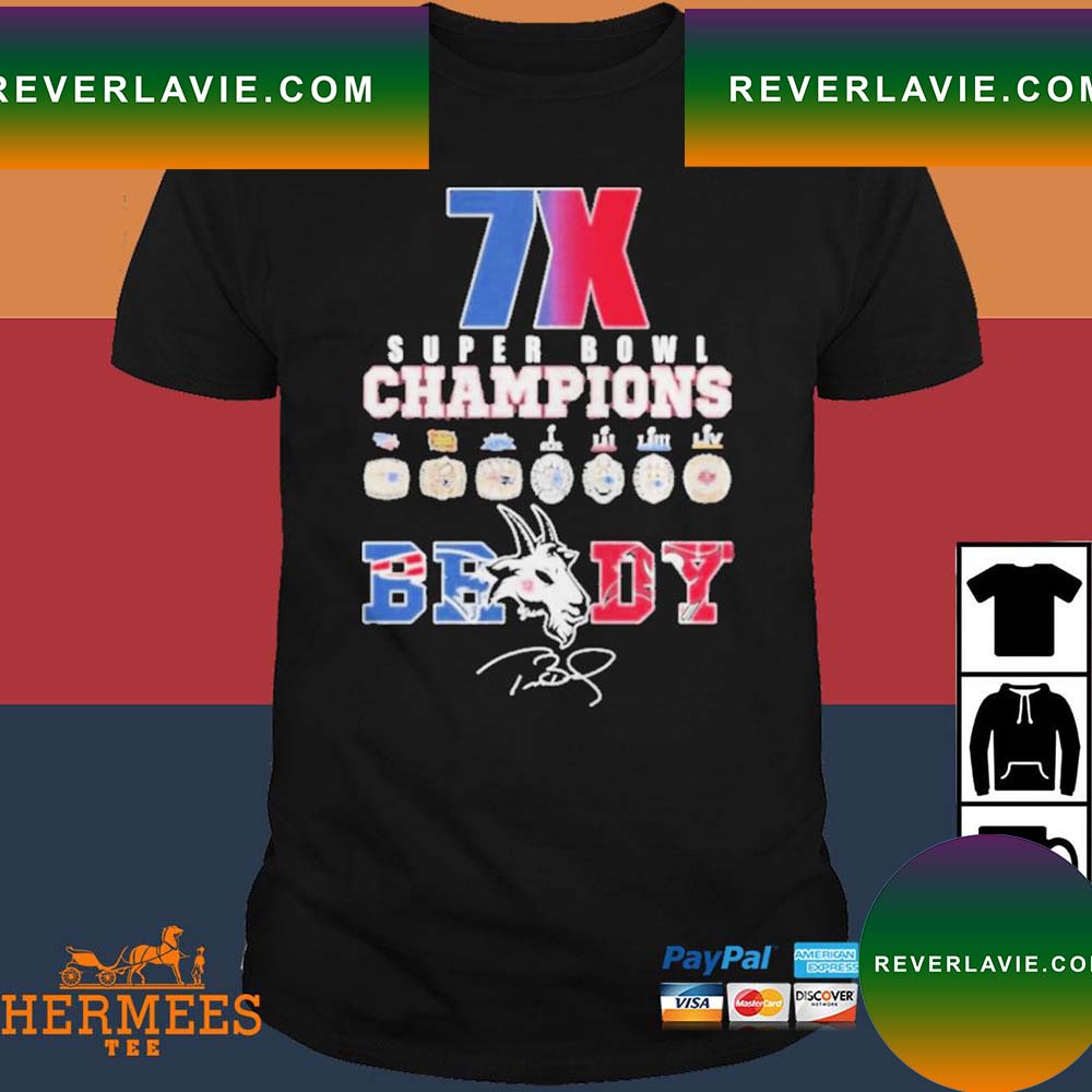 Official 7x Super Bowl Champions Tom Brady Goat Signature T-Shirt Official 7x Super Bowl Champions Tom Brady Goat Signature T-Shirt