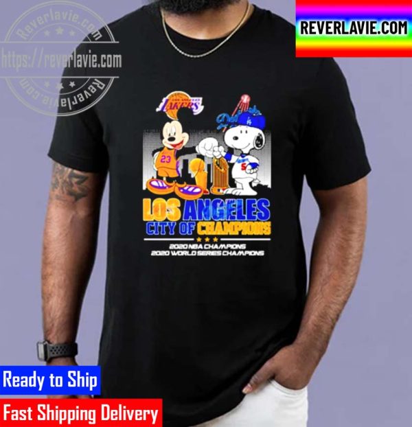 Official Mickey Mouse and Snoopy Los Angeles City Of Champions Unisex T-Shirt