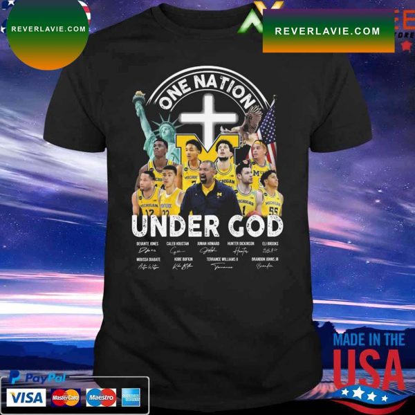 One Nation Under god Michigan Wolverines team signatures T-shirt