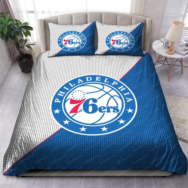 Philadelphia 76ers Logo In White And Blue Background Bedding Set