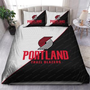 Portland Trail Blazers Logo In White And Black Bedding Set