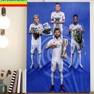 Real Madrid Champions UEFA Super Cup And Fourth Trophy Of 2022 Home Decor Poster Canvas