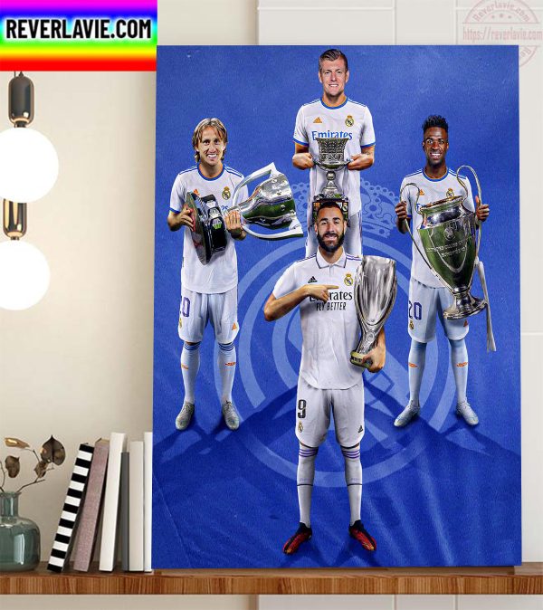 Real Madrid Champions UEFA Super Cup And Fourth Trophy Of 2022 Home Decor Poster Canvas