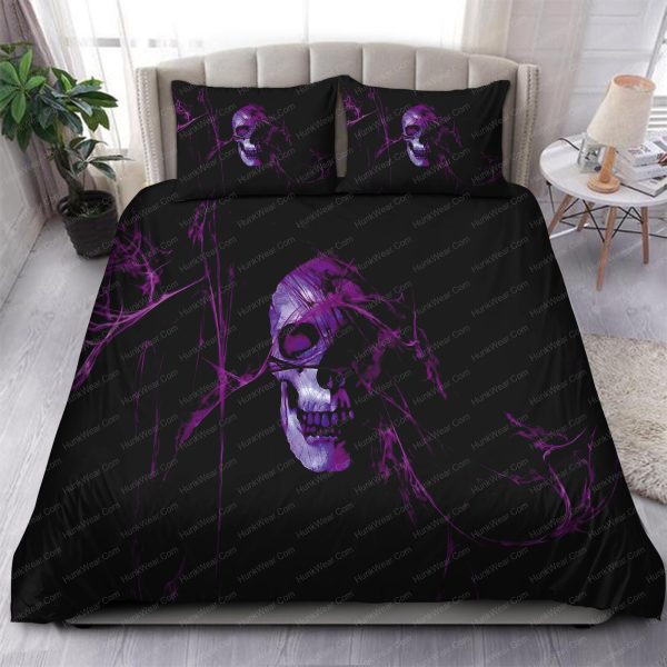 Skull Gothic Black And Purple Bedding Sets