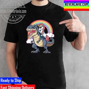 Unicorn Riding Dinosaur T-Rex Unisex T-Shirt