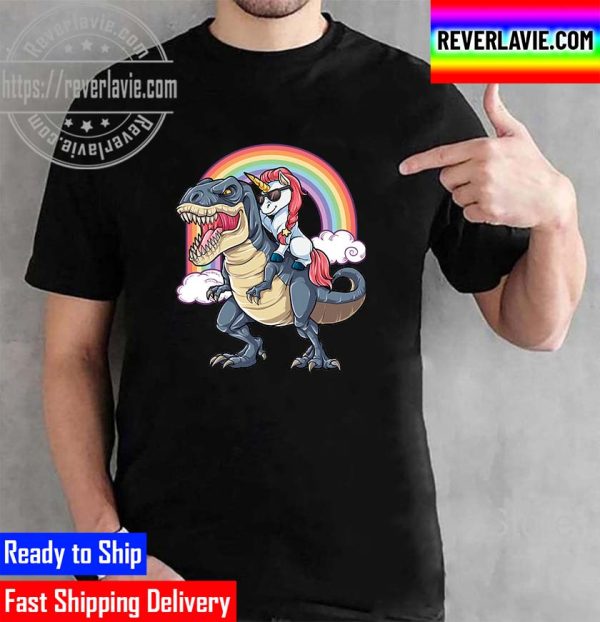 Unicorn Riding Dinosaur T-Rex Unisex T-Shirt