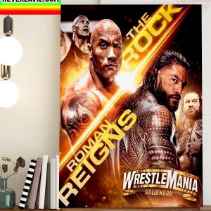 WWE WrestleMania 39 The Rock vs Roman Reigns Home Decor Poster Canvas