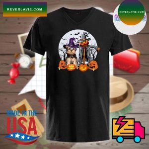 Yorkshire Terrier and straw man Witch Halloween T-shirt